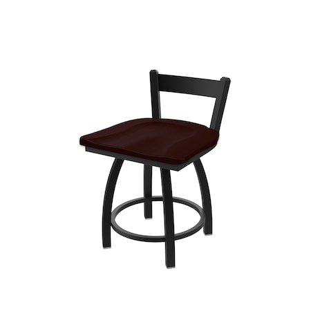 Holland Bar Stool Co 18" Low Back Swivel Vanity Stool, Black Wrinkle, Dark Cherry Oak Seat 82118BWDCOak